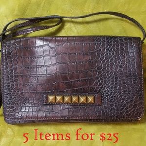Small Brown Croc Clutch